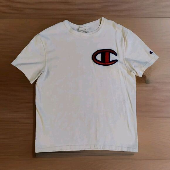 Vintage Champion Stitched T-Shirt White Adult Medium Embroidered Logo Fast Ship - Picture 1 of 12